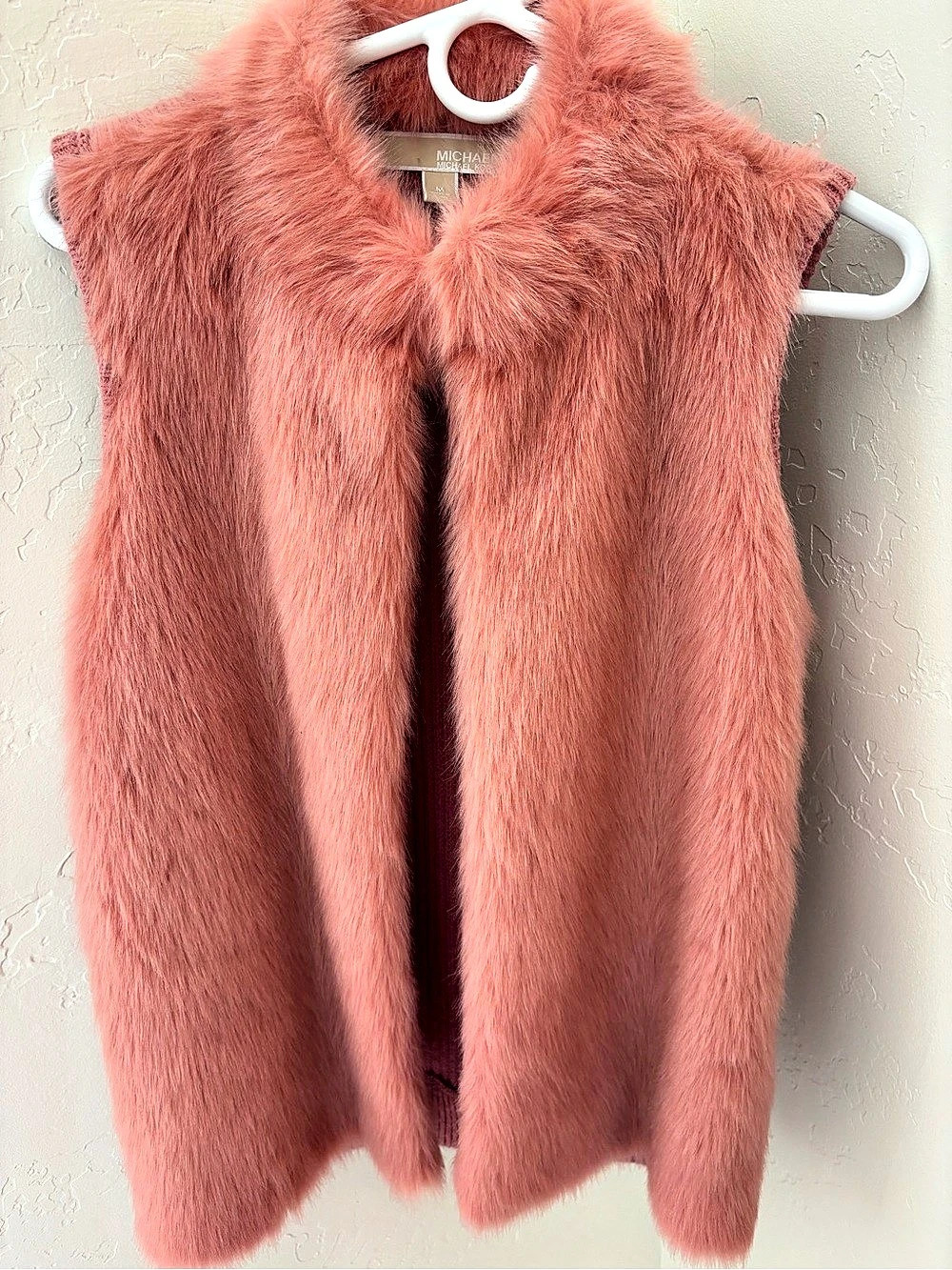Michael Kors Faux Fur Knit Vest in Pink Size Medium Like New